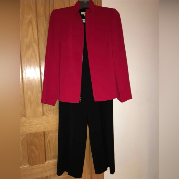 Amanda Smith Pants - Amanda Smith Ladys’ slacks dress suit 3-piece garment Red Jacket and Black Pants